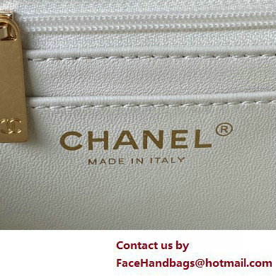 Chanel Lambskin, Strass  &  Gold-Tone Metal Small Flap Bag with Top Handle AS4362 White 2025